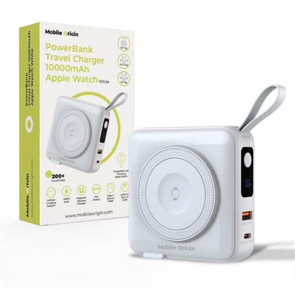 MagSafe-powerbank/Reseladdare Inbyggda kablar/Apple Watch-laddning Vit