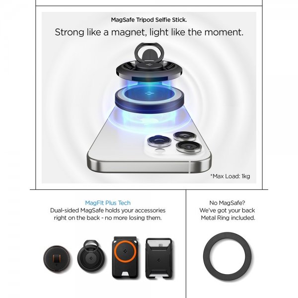 MagSafe Tripod Selfie Stick Mag Fit Svart