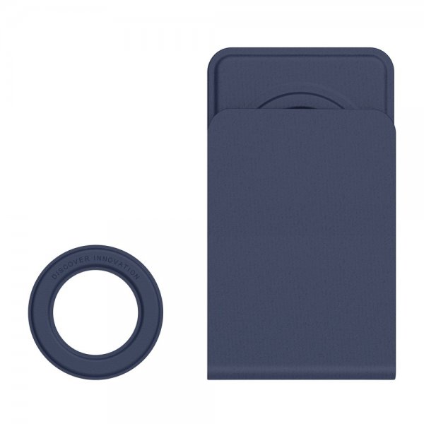 Mobilhållare MagSafe Plain Leather + Magnetic Ring Blå