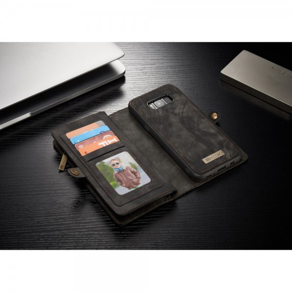 Mobilplånbok till Samsung Galaxy S8 Plus Splittläder TPU Löstagbart Skal Svart
