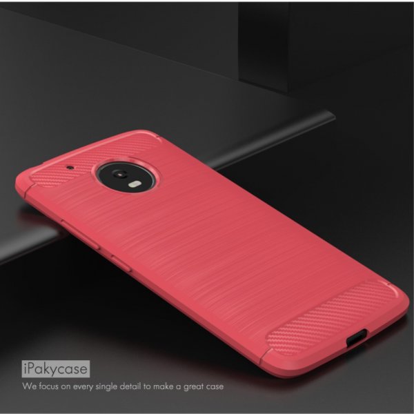 Mobilskal till Motorola Moto G5 Kolfibertextur Borstad Röd