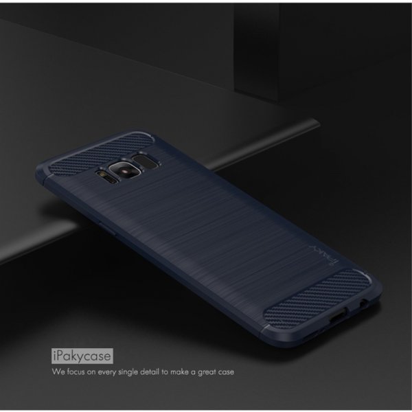 Mobilskal till Samsung Galaxy S8 Plus Kolfibertextur Borstad Mörkblå