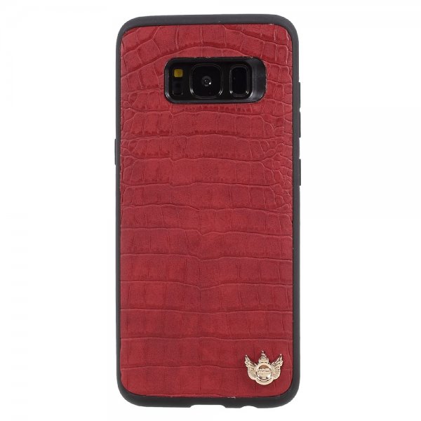 Mobilskal till Samsung Galaxy S8 PU-läder TPU Krokodil Röd