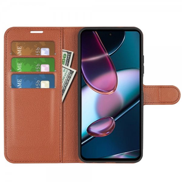 Motorola Edge 30 Fodral Litchi Brun