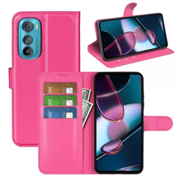 Motorola Edge 30 Fodral Litchi Magenta