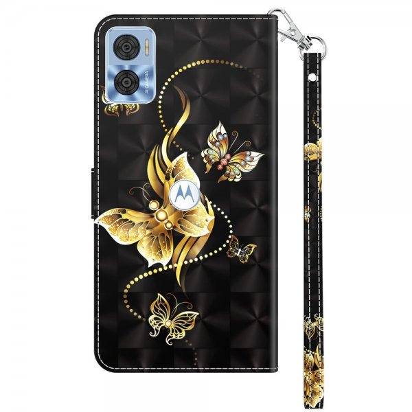 Motorola Moto e22i Fodral Motiv Guldig Fjäril