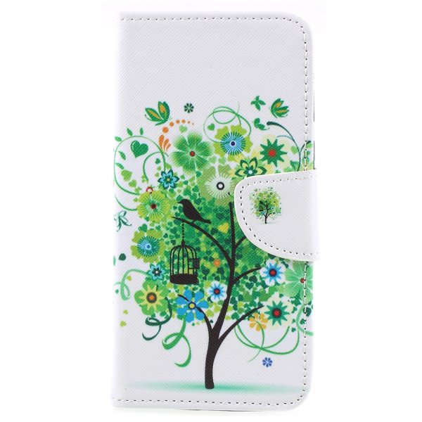 Motorola Moto E5 Plånboksfodral PU-läder TPU Grönt Träd