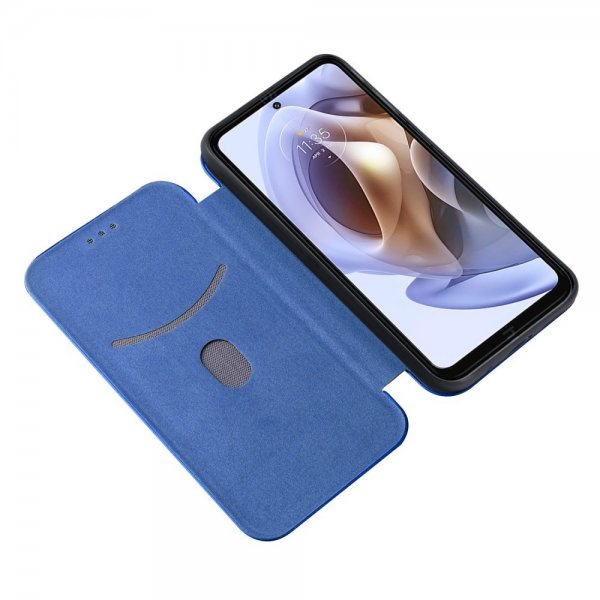 Motorola moto g200 5G Fodral Kolfibertextur Blå