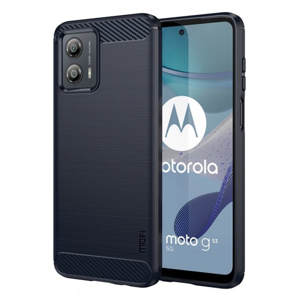 Motorola Moto G53 5G Cover Børstet Karbonfibertekstur Blå