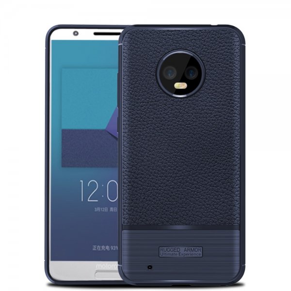 Motorola Moto G6 Mobilskal TPU Litchi Mörkblå