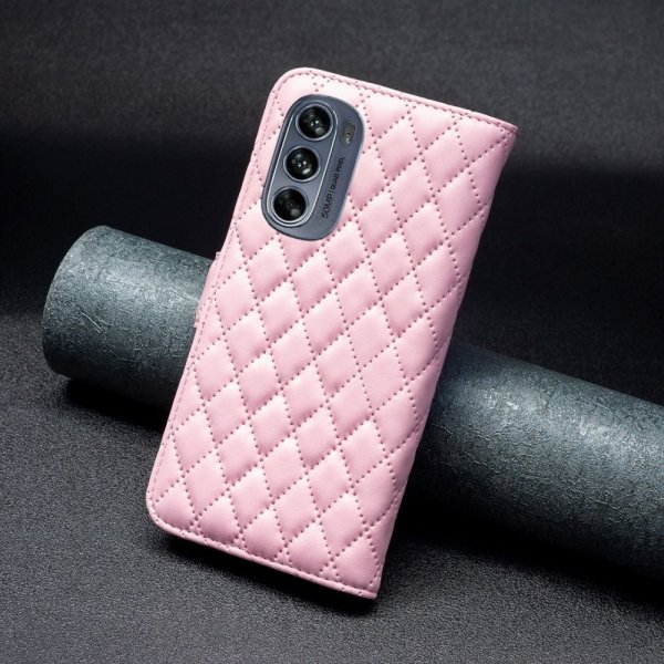Motorola Moto G62 5G Fodral Rombmönster Rosa