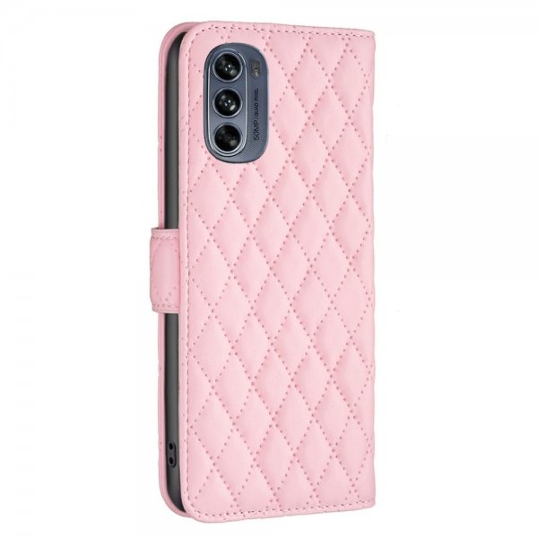 Motorola Moto G62 5G Fodral Rombmönster Rosa