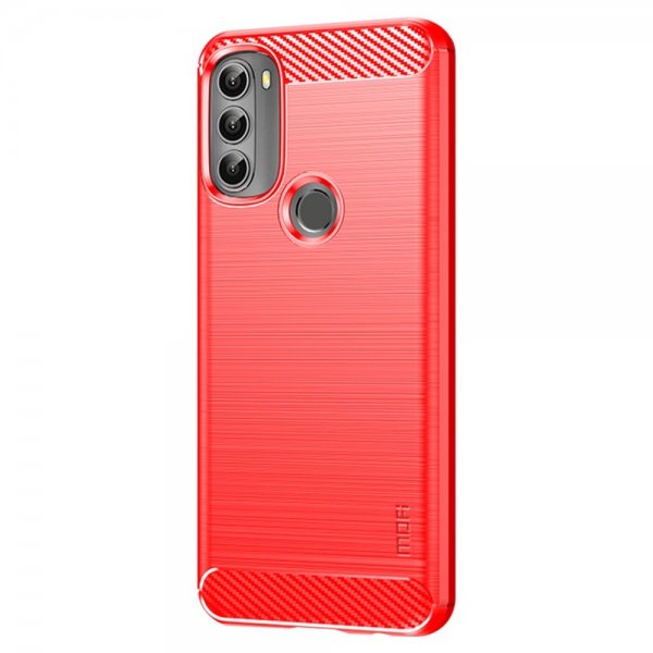 Motorola moto g71 5G Skal Borstad Kolfibertextur Röd