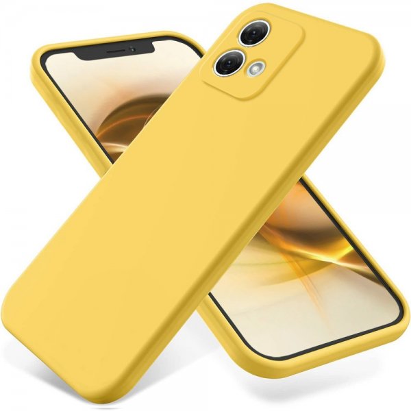 Motorola Moto G84 Skal med Strap Silikon Gul