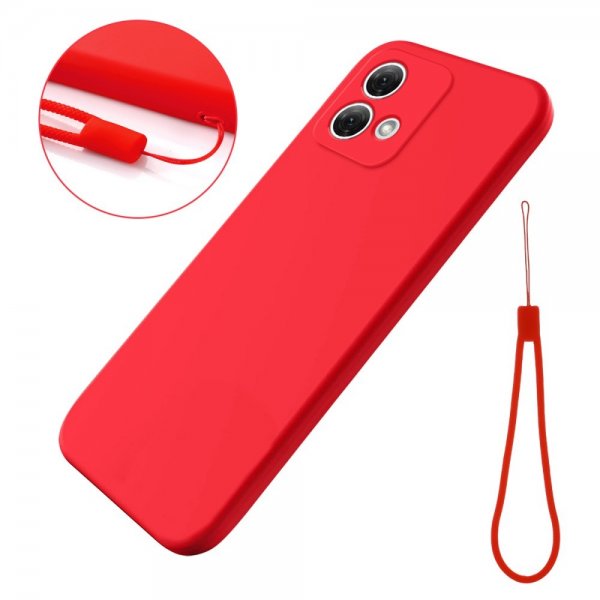 Motorola Moto G84 Skal med Strap Silikon Röd