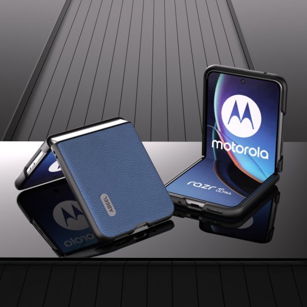 Motorola Razr 40 Ultra Skal Äkta Läder Blå