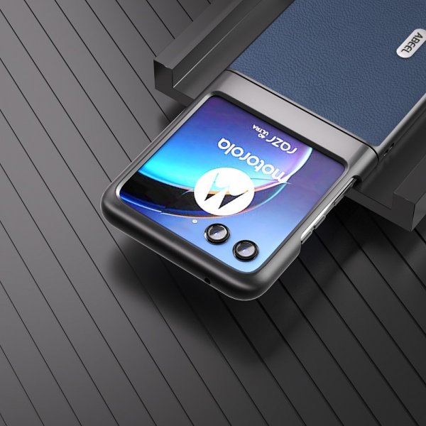 Motorola Razr 40 Ultra Skal Äkta Läder Blå