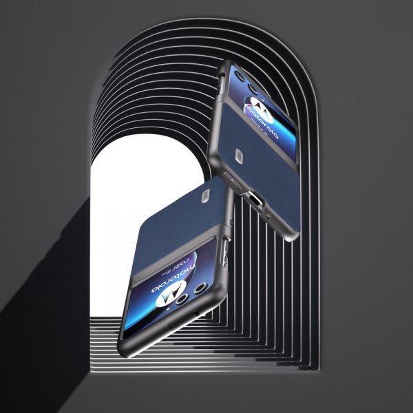 Motorola Razr 40 Ultra Skal Äkta Läder Blå