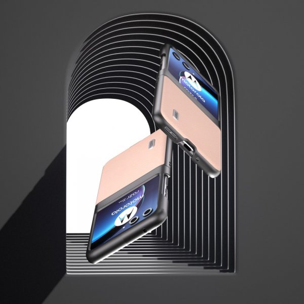 Motorola Razr 40 Ultra Skal Äkta Läder Rosa