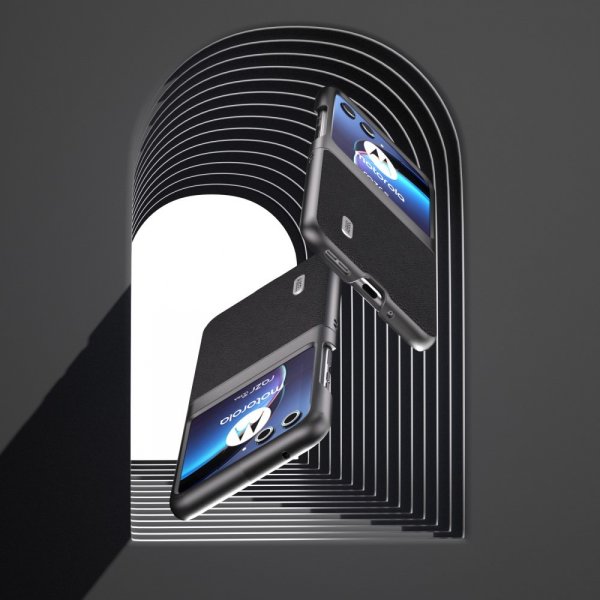 Motorola Razr 40 Ultra Skal Äkta Läder Svart