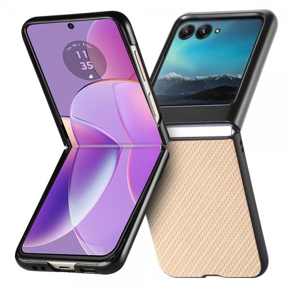 Motorola Razr 40 Ultra Skal Kolfibertextur Khaki