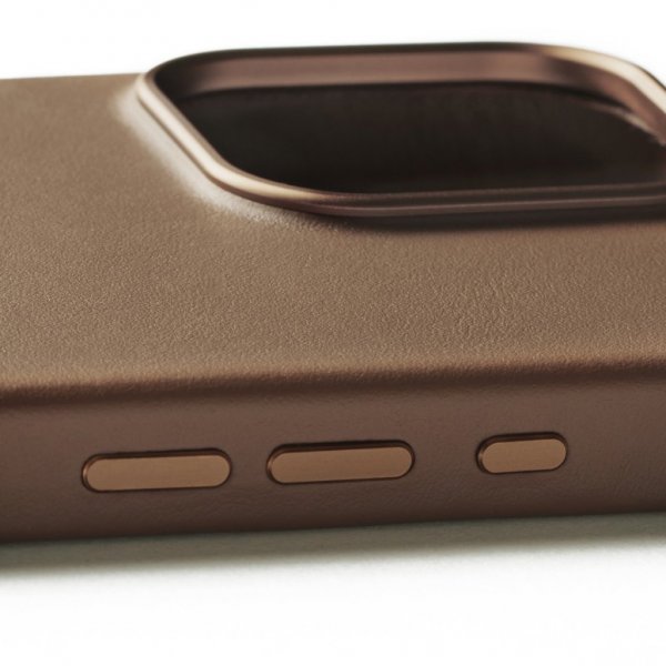 iPhone 16 Pro Max Skal Full Leather Case Dark Tan
