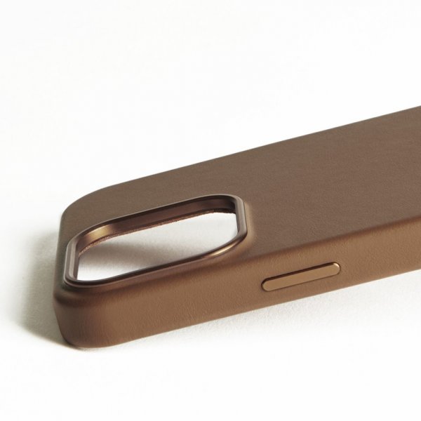 iPhone 16 Pro Max Skal Full Leather Case Dark Tan