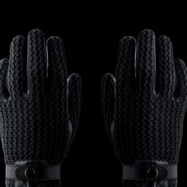 Leather Crochet Touchscreen Gloves Size 9