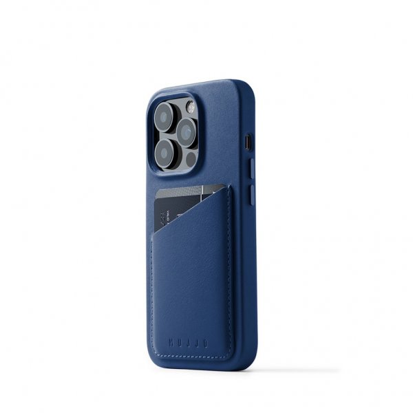 iPhone 14 Pro Skal Full Leather Wallet Case Monaco Blue