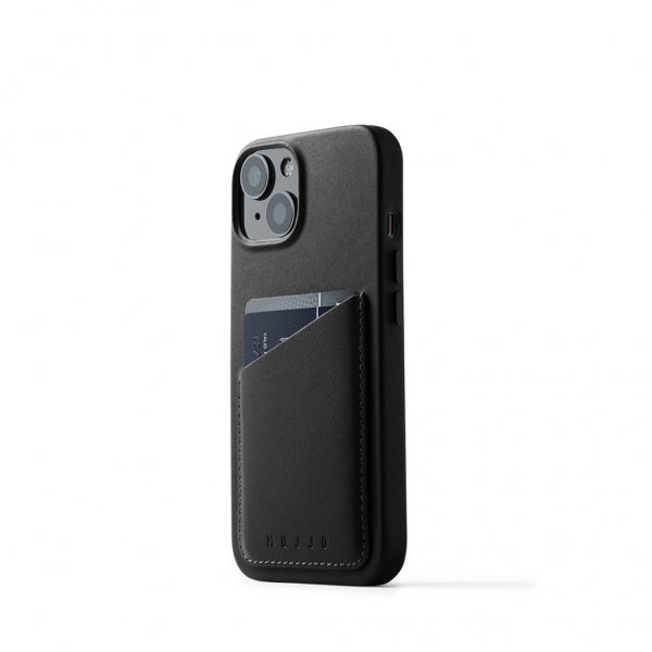 iPhone 14 Skal Full Leather Wallet Case Svart