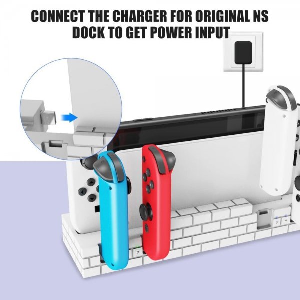 Nintendo Switch Laddningsdocka för Joy-Cons med Spelförvaring Brun