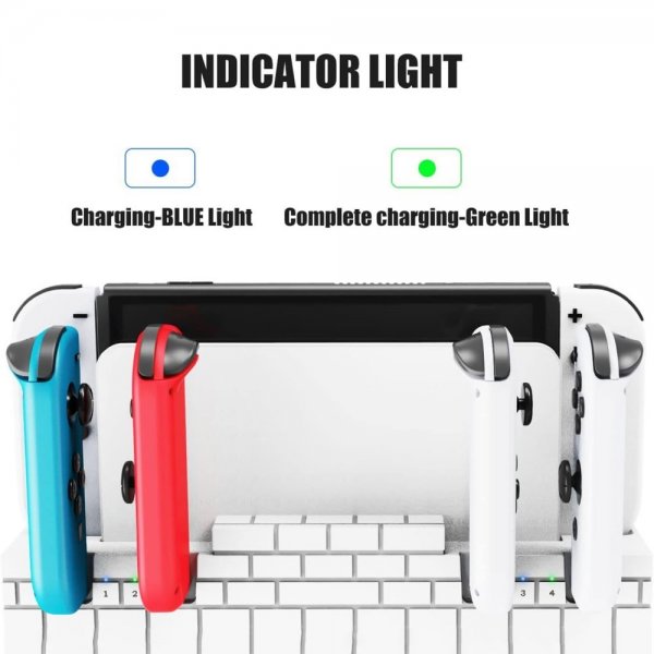 Nintendo Switch Laddningsdocka för Joy-Cons med Spelförvaring Vit