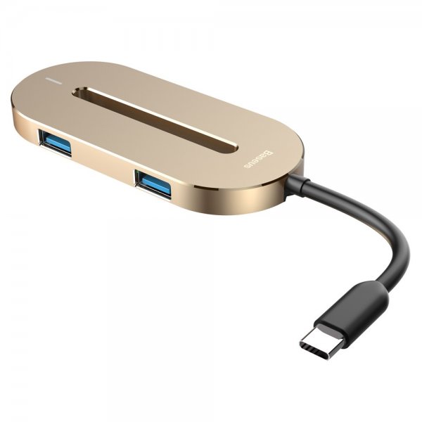 O Hub 5 Portar ( 1 x HDMI. 3 x USB 3.0. 1 x USB Type-C) Guld