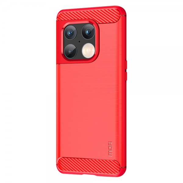 OnePlus 10 Pro Cover Børstet Karbonfibertekstur Rød