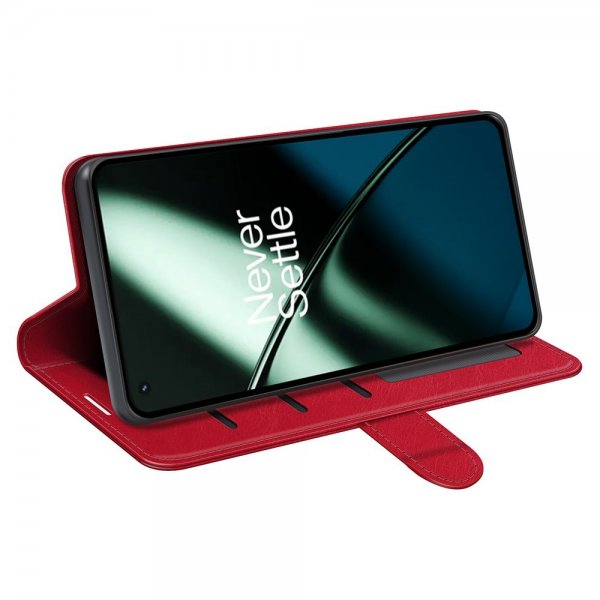 OnePlus 11 Fodral Lädertextur Röd