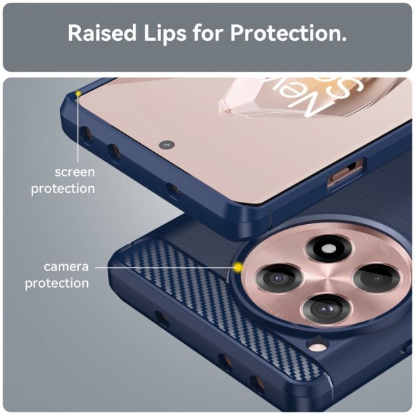 OnePlus 12R Skal Borstad Kolfibertextur Blå