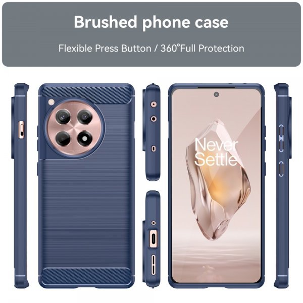 OnePlus 12R Skal Borstad Kolfibertextur Blå