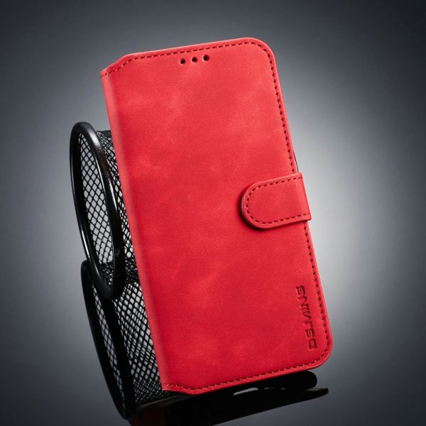 OnePlus 6T Plånboksfodral Retro PU-läder Röd