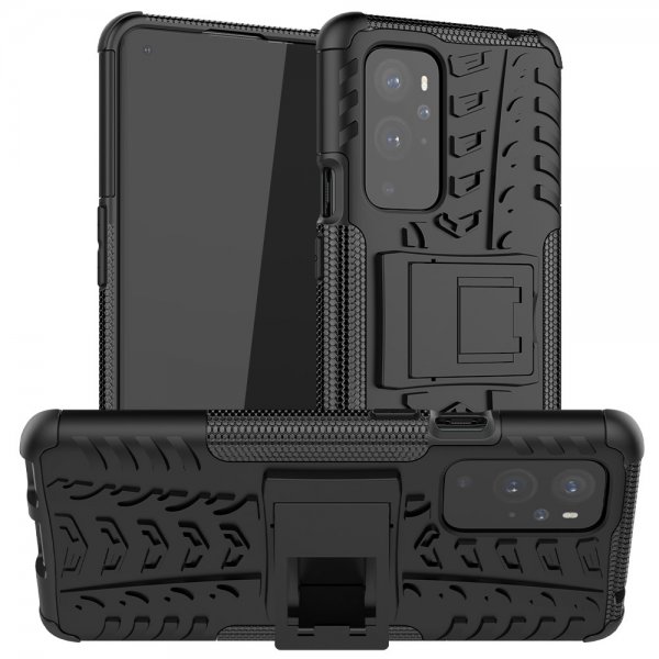 OnePlus 9 Pro Skal Däckmönster Stativfunktion Svart