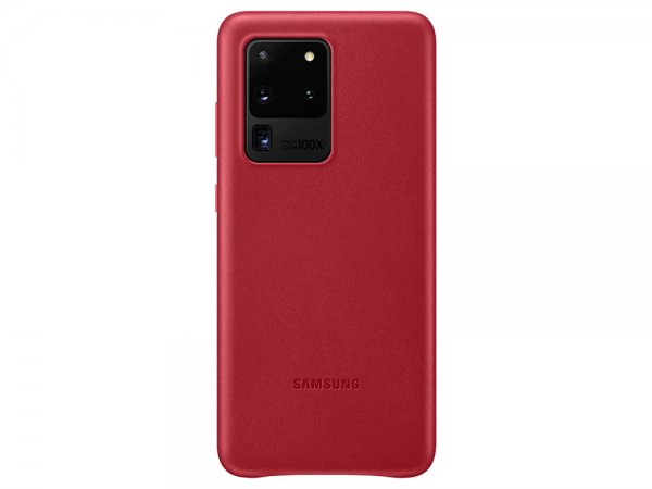 Original Galaxy S20 Ultra Skal Leather Cover Röd
