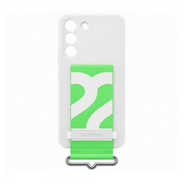 Original Galaxy S22 Skal Silicone Cover with Strap Vit