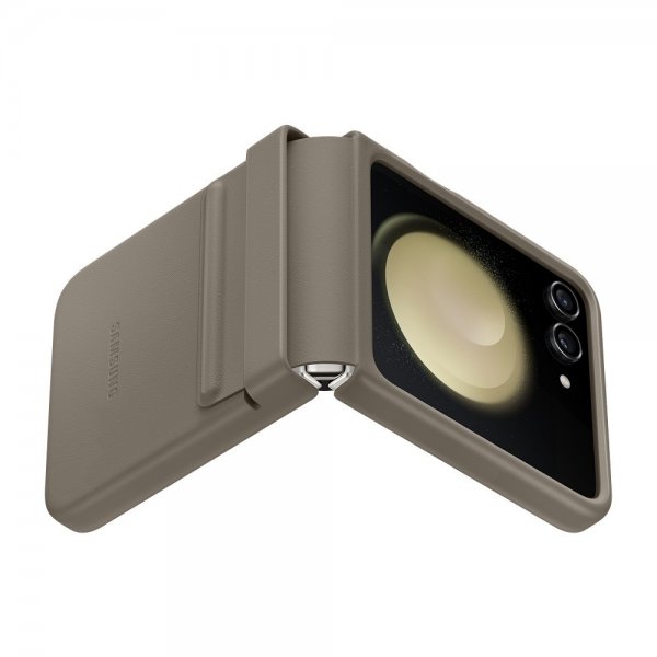 Original Galaxy Z Flip 5 Skal Flap Eco-Leather Case Etoupe