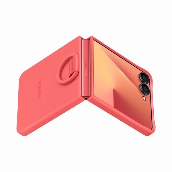 Original Galaxy Z Flip 7 Skal Ring Case Silicone Röd
