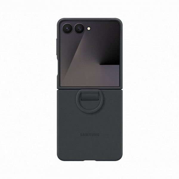 Original Galaxy Z Flip 7 Skal Ring Case Silicone Svart