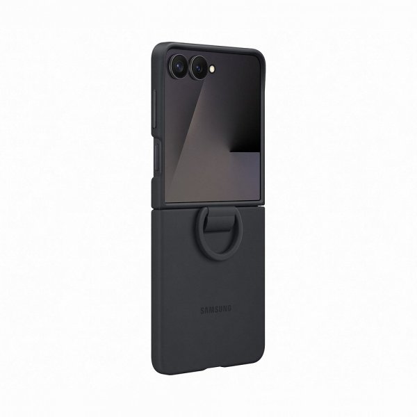 Original Galaxy Z Flip 7 Skal Ring Case Silicone Svart