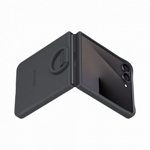 Original Galaxy Z Flip 7 Skal Ring Case Silicone Svart