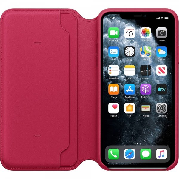 Original iPhone 11 Pro Max Fodral Leather Folio Raspberry