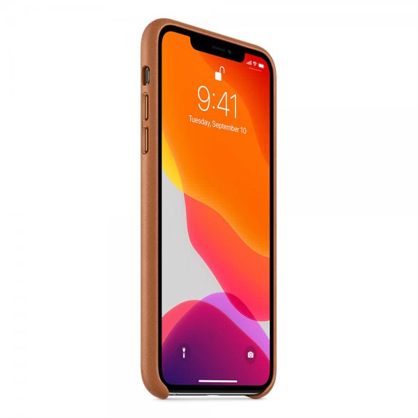 Original iPhone 11 Pro Max Skal Leather Case Brun