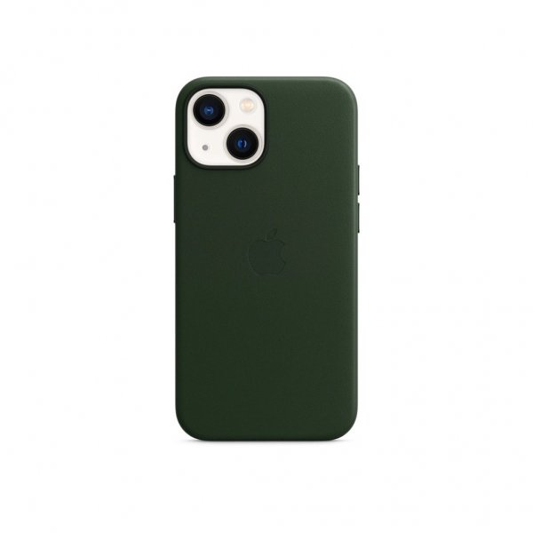 Original iPhone 13 Mini Skal Leather Case MagSafe Sequoiagrön
