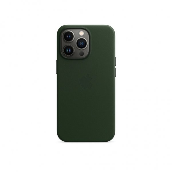 Original iPhone 13 Pro Skal Leather Case MagSafe Sequoiagrön